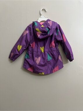 Cat & Jack Purple Heart-Print Hooded Raincoat